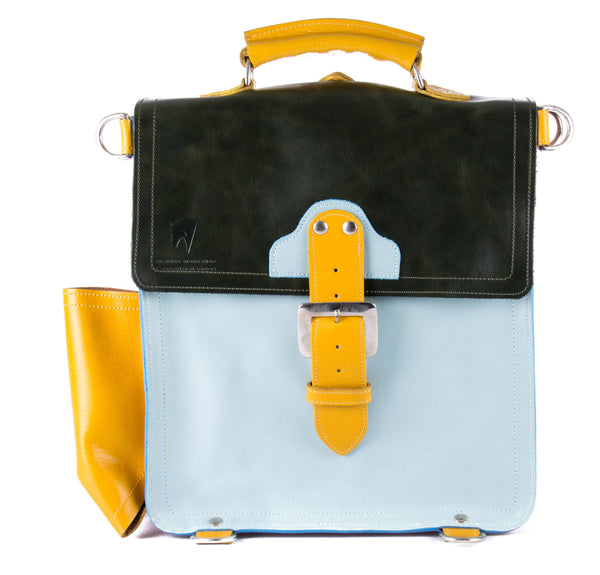 The Hawley in Dark Green/Baby Blue with Mango Accents