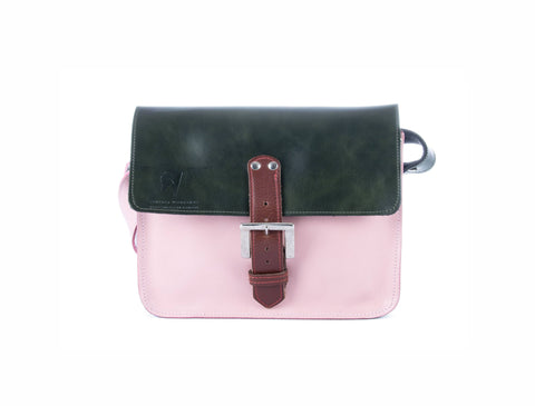 The Chalk Farm in Dark Green/Baby Pink with Brown Accents