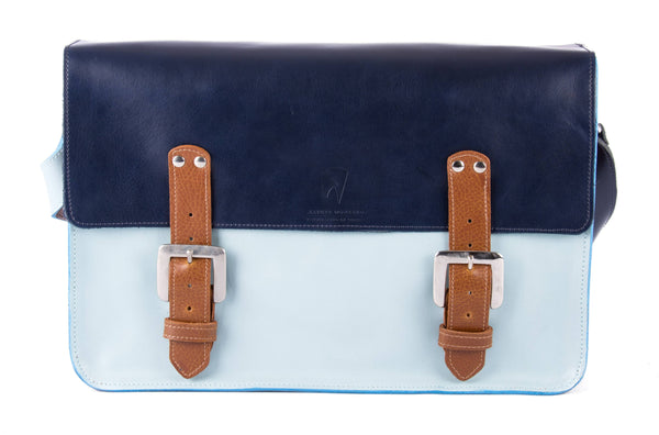 The Arlington in Navy/Baby Blue with Brown Accents